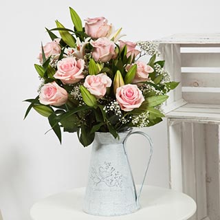 Rose & Liliy Flower Bouquet (Pink) image